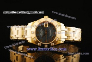 Rolex TriROL335 Datejust Black MOP Dial Yellow Gold Watch