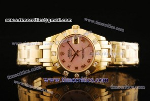 Rolex TriROL338 Datejust Pink MOP Dial Yellow Gold Watch