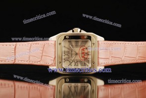 Cartier TriCAR403 Santos 100 Medium 1:1 Pink Leather Steel Watch