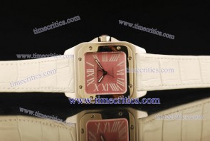 Cartier TriCAR404 Santos 100 Medium 1:1 White Leather Steel Watch