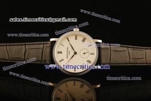 Patek Philippe TriPP035 Calatrava White Dial Black Leather Steel Watch