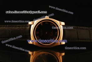 Rolex TriROL1104 Cellini Black Leather Black Dial Rose Gold Watch