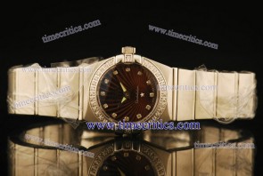 Omega TriOGA198 Constellation Ladies 28mm Steel Diamond Brown Watch