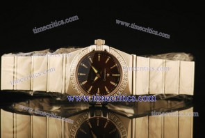 Omega TriOGA206 Constellation Ladies 28mm Steel Diamond Brown Watch