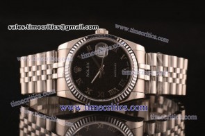 Rolex TriROL130 Datejust Black Dial Steel Watch