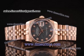 Rolex TriROL132 Datejust Black MOP Dial Rose Gold Watch