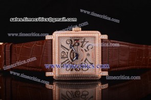 Franck Muller TriFRM087 Conquistador Diamond paved Dial Rose Gold Watch