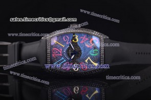 Franck Muller TriFRM089 Color Dreams Full Black Rubies Crested Dial PVD Watch