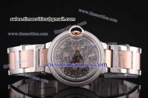 Cartier TriCBB058 Ballon Bleu Skeleton Two Tone Diamond Watch 