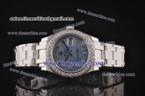 Rolex TriROL592 Day Date Masterpiece Blue MOP Dial Steel Watch