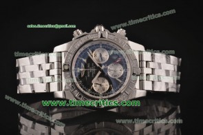 Breitling TriBRL434 Chronomat GMT Black Dial Steel Watch 