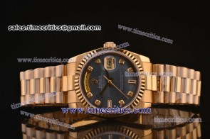 Rolex TriROL530 Day Date Black MOP Dial Rose Gold Watch