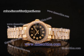 Rolex TriROL453 Datejust Black Dial Yellow Gold Watch