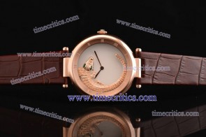 Cartier TriCAR343 Le Cirque Animalier de  Brown Leather Rose Gold Watch
