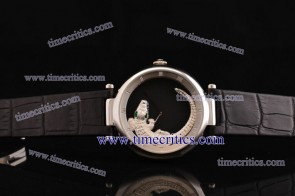 Cartier TriCAR344 Le Cirque Animalier de  Black Leather Steel Watch