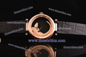 Cartier TriCAR345 Le Cirque Animalier de  Black Leather Rose Gold Watch