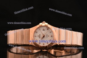 Omega TriOGA087 Constellation 28mm Rose Gold Fan Shell Design White Watch