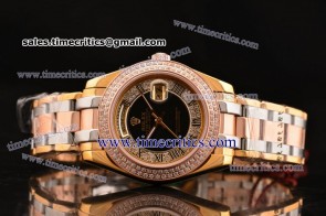 Rolex TriROL593 Day Date Masterpiece Black/Diamond Dial Tridor Watch