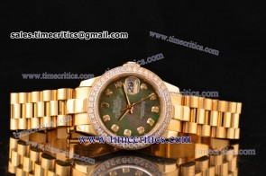 Rolex TriROL476 Datejust Green MOP Dial Yellow Gold Watch