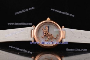 Cartier TriCAR146 Le Cirque Animalier de  White Leather Rose Gold Watch