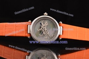 Cartier TriCAR148 Le Cirque Animalier de  Orange Leather Steel Watch