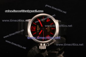 U-Boat TriUB225 Classico Black Dial Red Markers Steel Watch