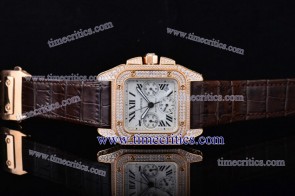 Cartier TriCAR363 42MM Santos 100 Chrono 1:1 Diamond Rose Gold Watch