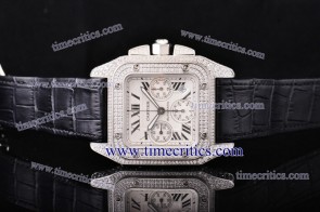 Cartier TriCAR364 Santos 100 42MM Chrono 1:1 Diamond Steel Watch