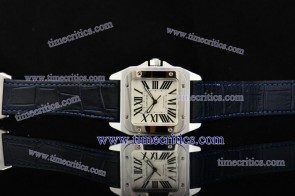 Cartier TriCAR370 Santos 100 Medium 1:1 Black Leather Steel Watch