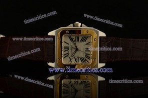 Cartier TriCAR372 Santos 100 Medium Rose Gold Bezel Steel Watch