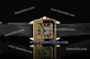 Cartier TriCAR375 Santos 100 Medium Rose Gold Bezel Whtie Steel Watch