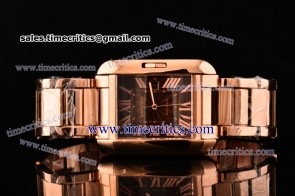 Cartier TriCAR359 Tank Anglaise Brown Dial Rose Gold Watch