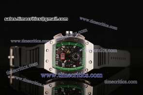 Richard TriRM1005 Mille Felipe Massa Flyback Black Dial Green Edge Black Rubber Steel Watch