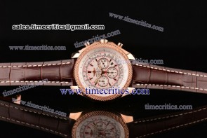 Breitling Bentley Motors Chrono R2536712-G674BRCD White Dial Brown Leather Strap Rose Gold Watch