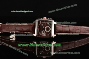 Tag Heuer Monaco LS Chronograph CAL2110.fc6259 Brown Dial Brown Leather Strap Steel Watch