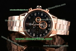 Tag Heuer TriTAG99018 Mikrograph Black Dial Rose Gold Watch