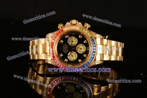 Rolex TriROX99013 Daytona II Rainbow Day Black Dial Yellow Gold Watch
