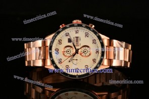 Tag Heuer TriPP99064 Carrera Calibre 1887 Chrono White Dial Rose Gold Watch 