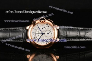 Cartier TriCAR89031 Ballon Bleu De Medium Chrono White Dial Black Leather Rose Gold Watch
