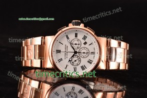 Ulysse Nardin TriUN99033 Maxi Marine Chrono White Dial Full Rose Gold Watch (EF)
