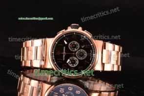 Ulysse Nardin TriUN99034 Maxi Marine Chrono Black Dial Full Rose Gold Watch (EF)