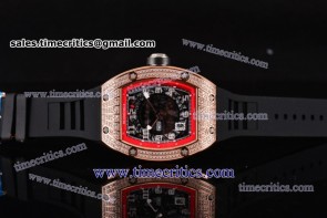 Richard Mille RM010 Skeleton Dial Red Inner Bezel Rose Gold /Diamond Watch