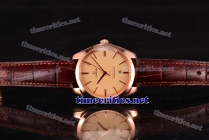 Omega TriOGA89053 De Ville Tresor Master Co-Axial Orange Dial Brown Leather Rose Gold Watch