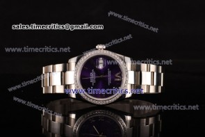 Rolex TriROX89087 Datejust Purple Dial Diamonds Bezel Steel Watch (BP)
