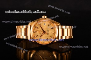 Omega TriOGA89073 Seamaster Aqua Terra 150 M Co-Axial Gold Dial Full Yellow Gold Watch (EF)