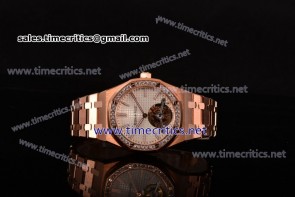 Audemars Piguet TriAP89112 Royal Oak Tourbillon White Dial Diamonds Bezel Full Rose Gold Watch (FT)