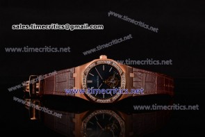Audemars Piguet TriAP89113 Royal Oak Tourbillon Black Dial Diamonds Bezel Rose Gold Watch (FT)