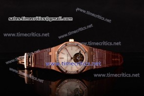 Audemars Piguet TriAP89114 Royal Oak Tourbillon White Dial Diamonds Bezel Rose Gold Watch (FT)