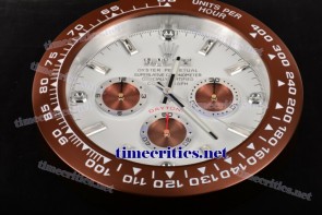 Rolex TriRO010 Daytona Style Wall Clock Rose Gold Case White Dial Stick Markers