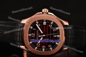 Patek Philippe TriUN99045 Aquanaut Brown Dial Black Rubber Rose Gold Watch (BP)